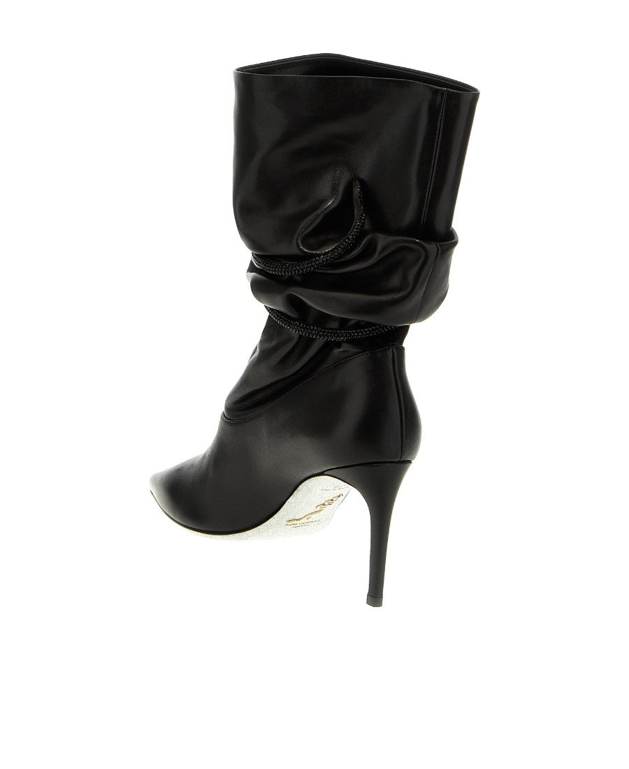 René Caovilla Crystal Nappa Ankle Boots In Black