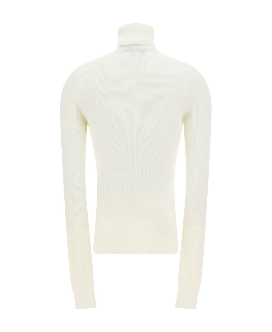 Balmain Roll-neck Merino-wool Jumper In White