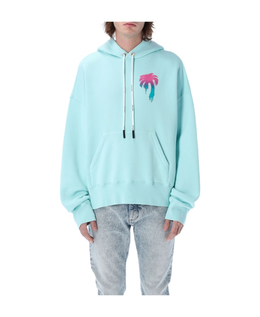 Palm Angels I Love Pa Print Hoodie In Blue