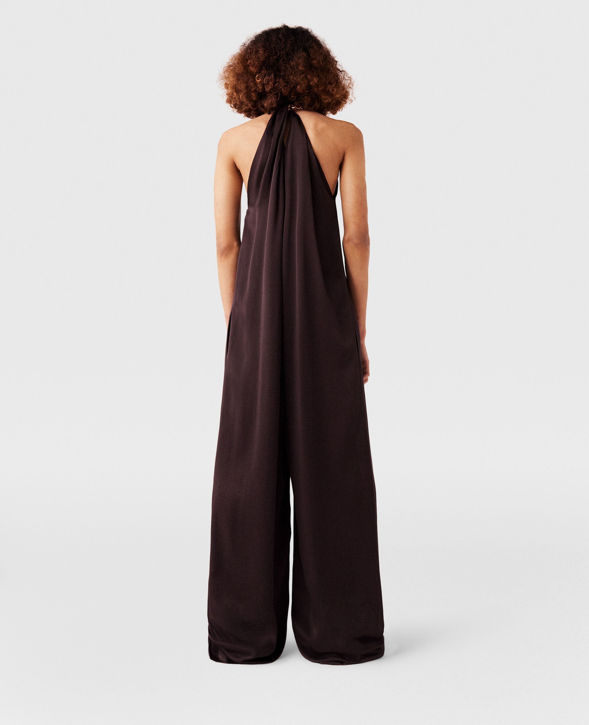 Stella Mccartney Chain Halterneck Satin Midi Dress In Black