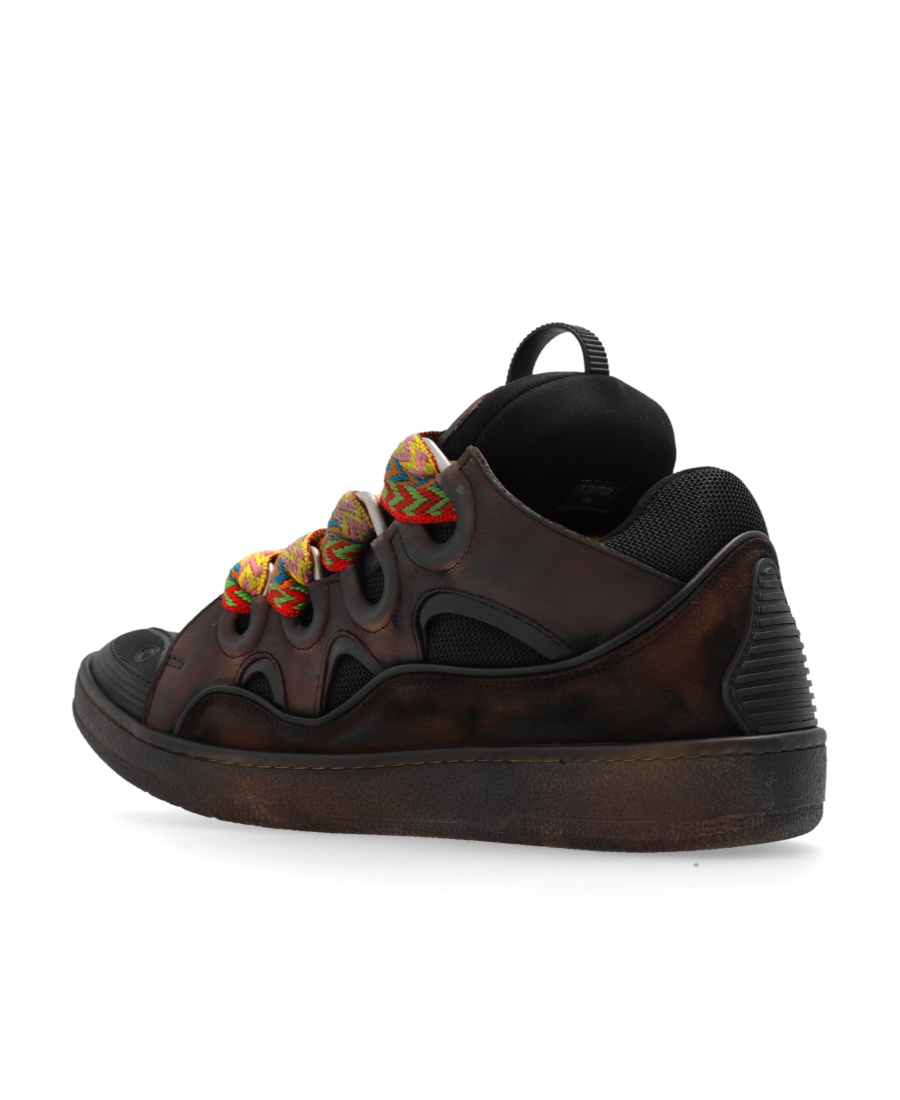 Shop Lanvin Curb Distressed Chunky Sneakers In Black