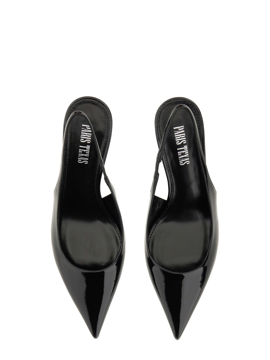 Paris Texas Lidia Slingback 70 Pumps In Black Patent Leather In Animal Print