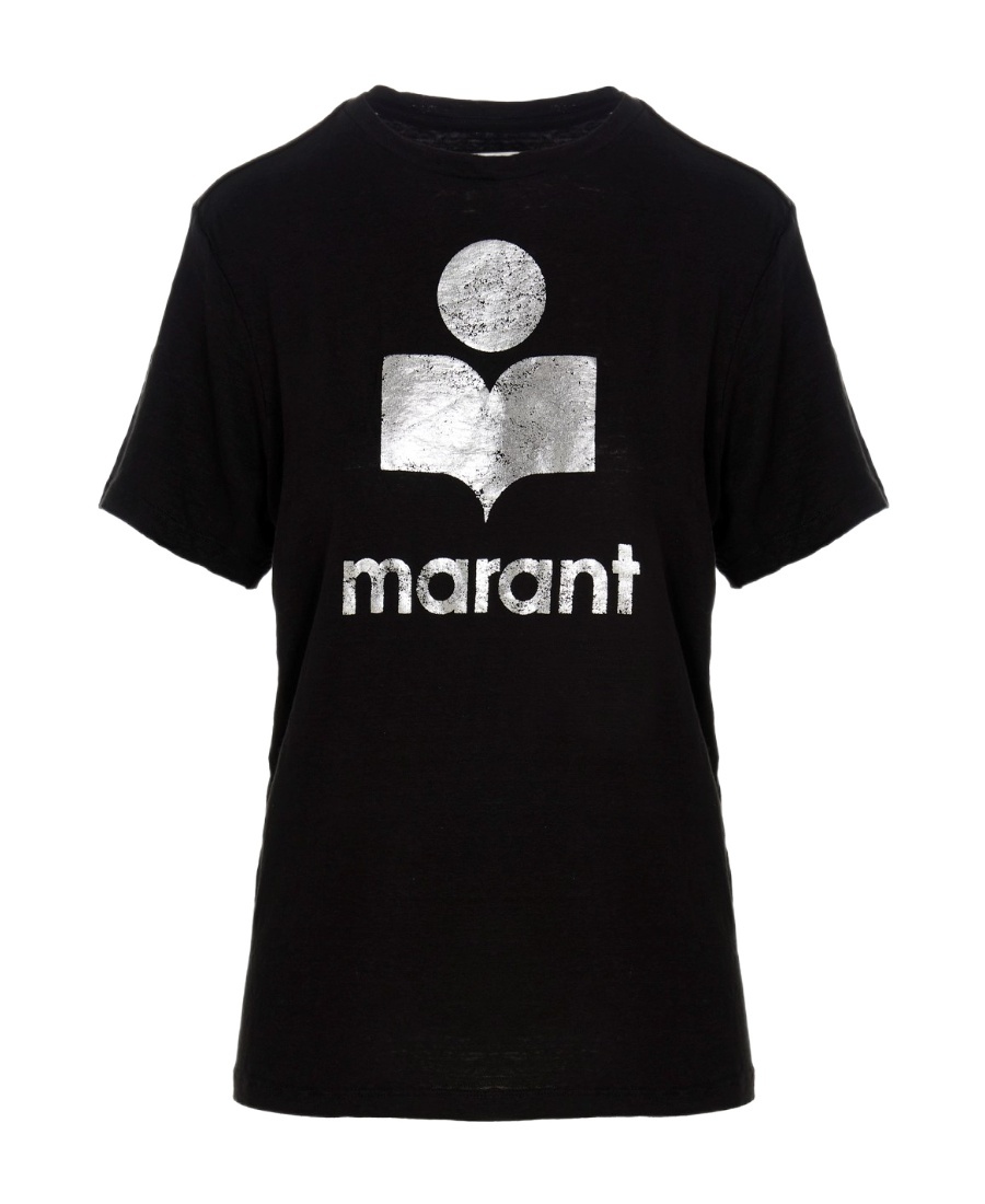Isabel Marant Étoile Isabel Marant Etoile Zewel T Shirt With Metallic Logo Print In Black