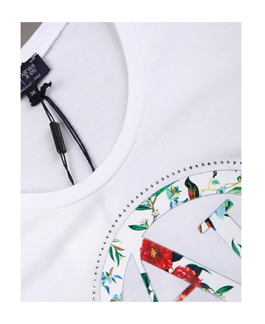 Armani Jeans T-shirt With Round Neck And Short Sleeves In White