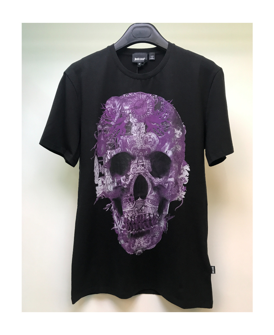 Just Cavalli T-shirt With Round Neck And Short Sleeves In Black