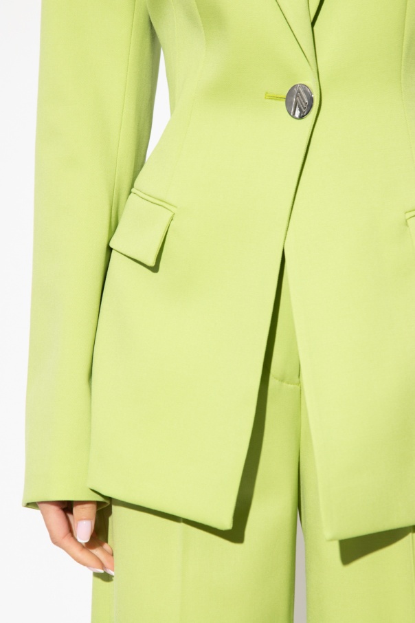Attico Green Single-breasted Blazer In Yellow