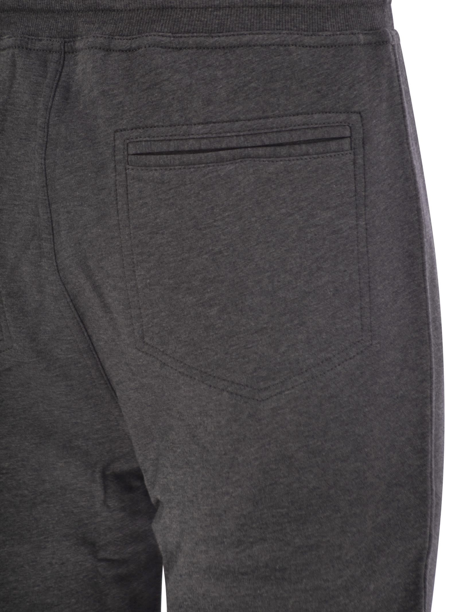Brunello Cucinelli Men Techno Cotton Fleece Trousers In Black