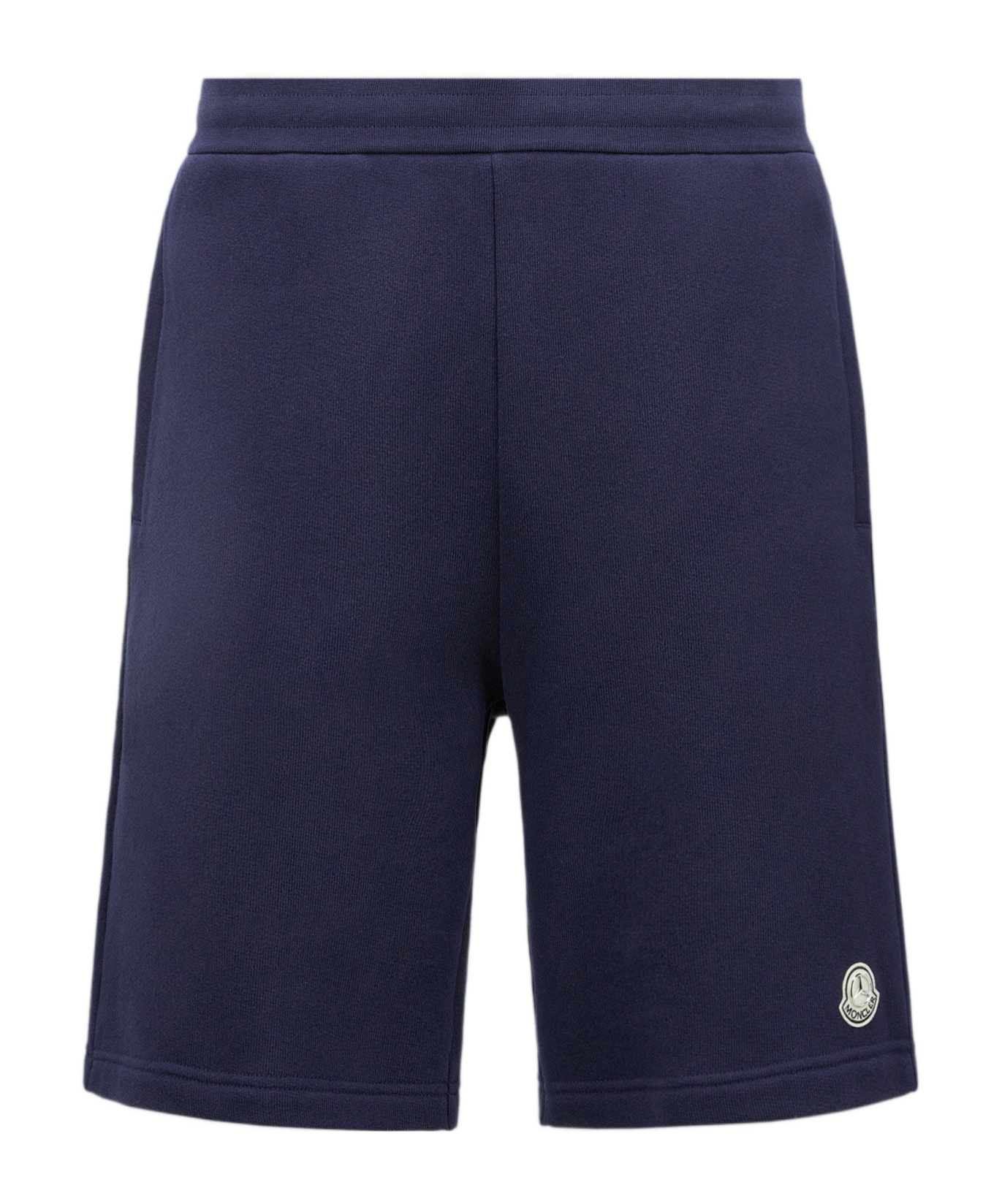 Moncler Loose Fit Cotton Bermuda Shorts In Blue Coral