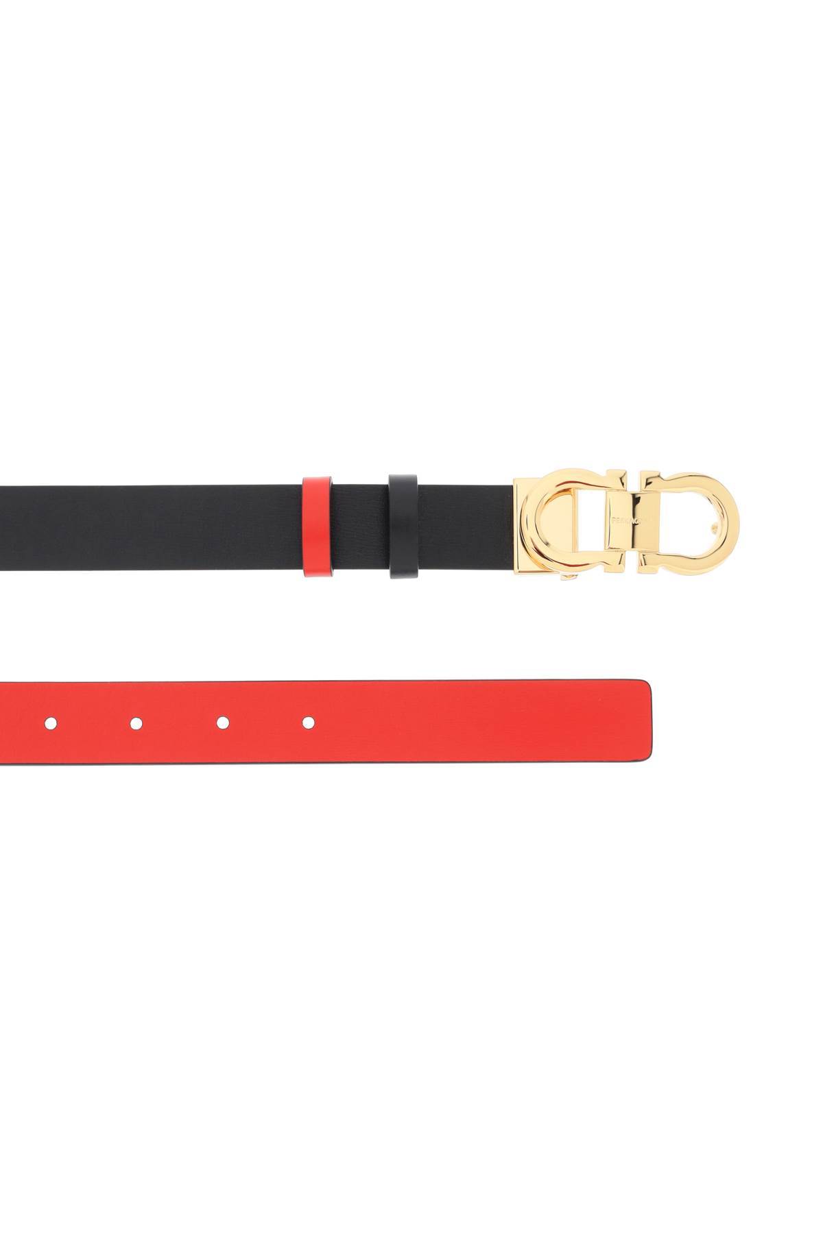 Ferragamo Smooth Leather Reversible Gancini Belt In Black