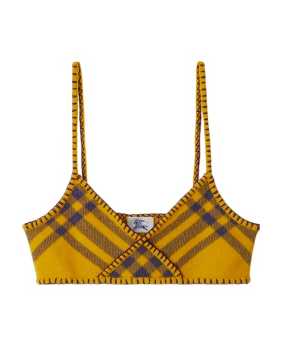 Burberry Check-pattern Wool Blend Top In Brown