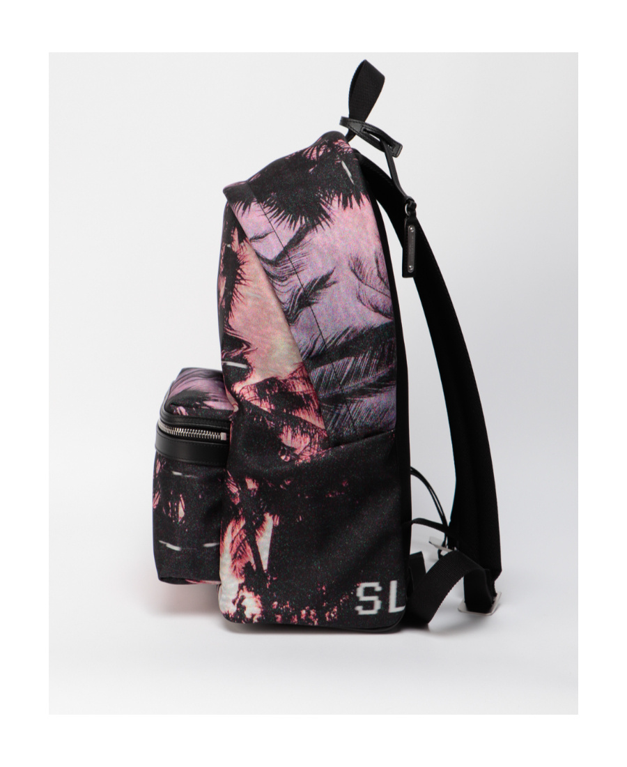 Saint Laurent Hawaiian-print Backpack In Black