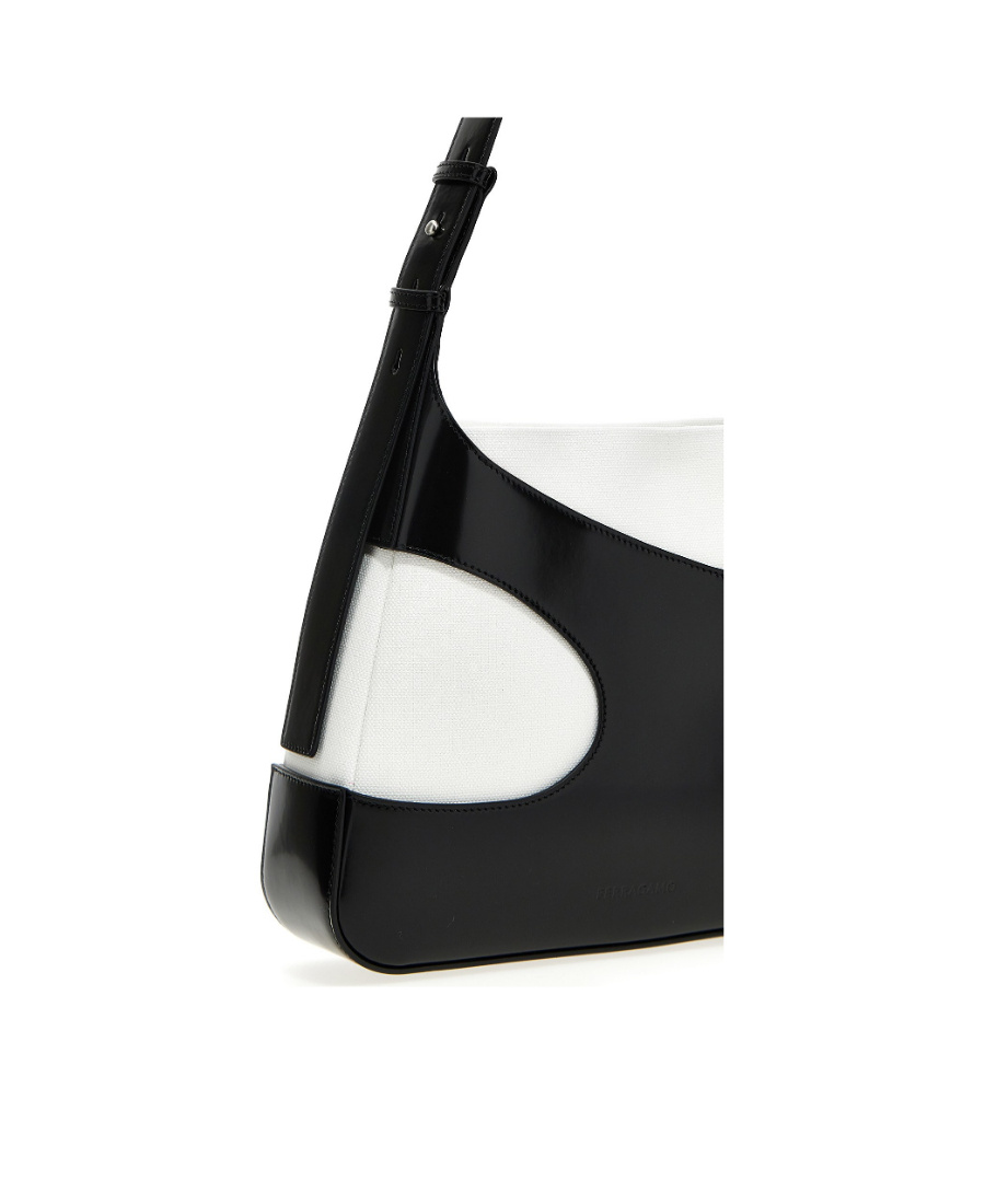 Shop Ferragamo Hollowed-out Shoulder Bag In Black