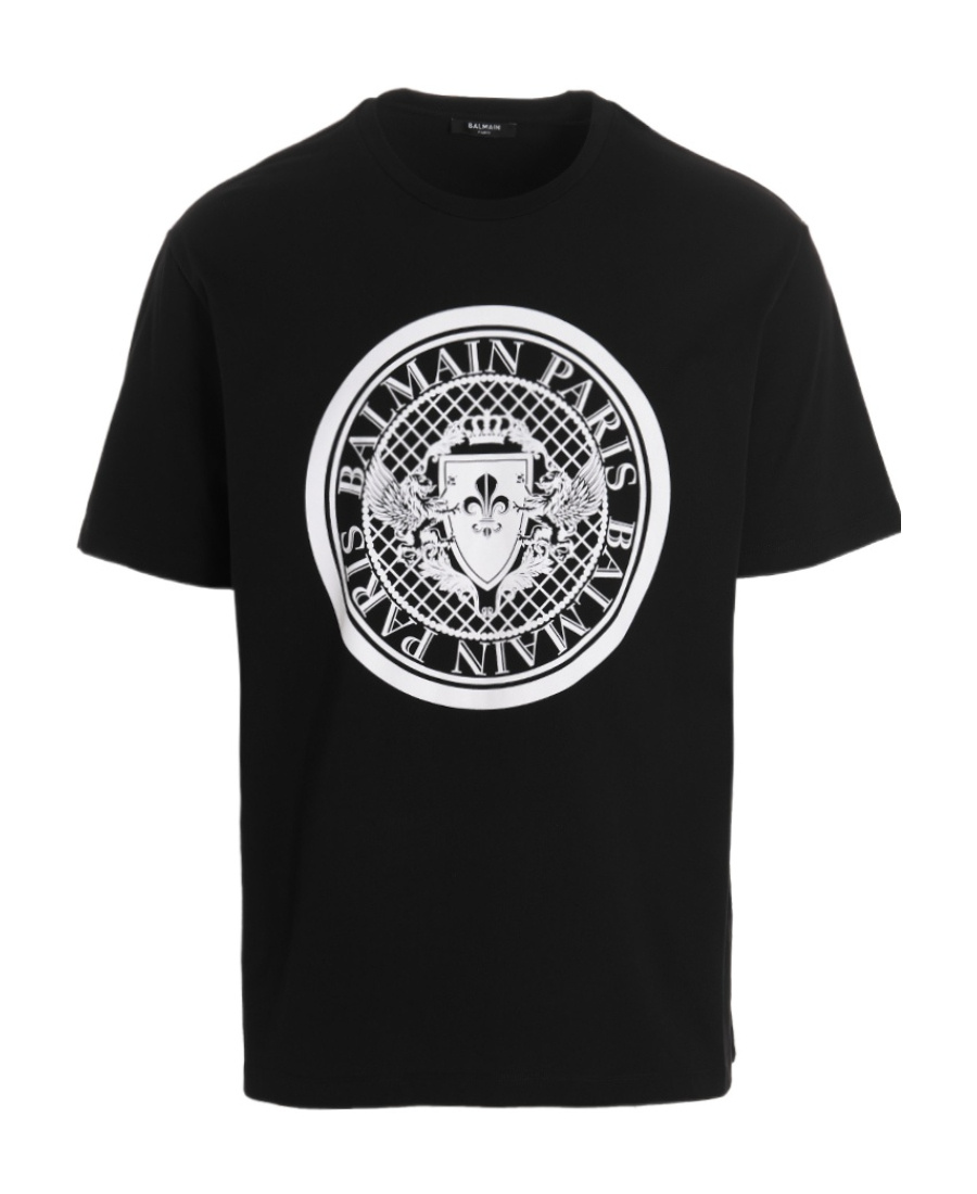 Shop Balmain Logo-crest Print T-shirt In Black