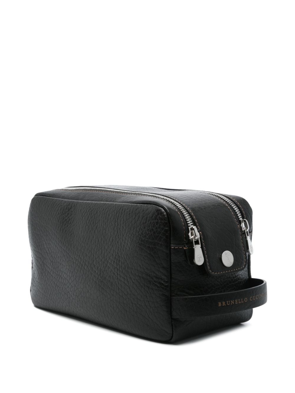 Brunello Cucinelli Men Leather Toiletry Bag In Black