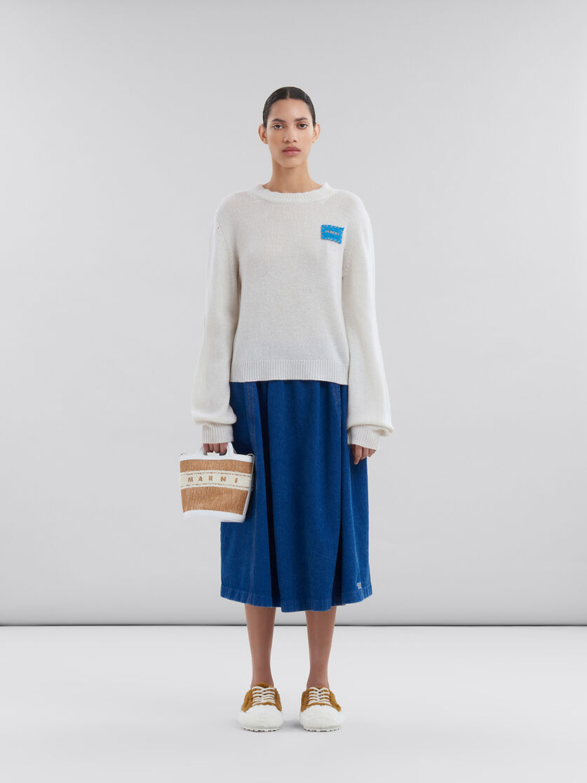 Marni Small Tropicalia Logo-embroidered Bucket Bag In White