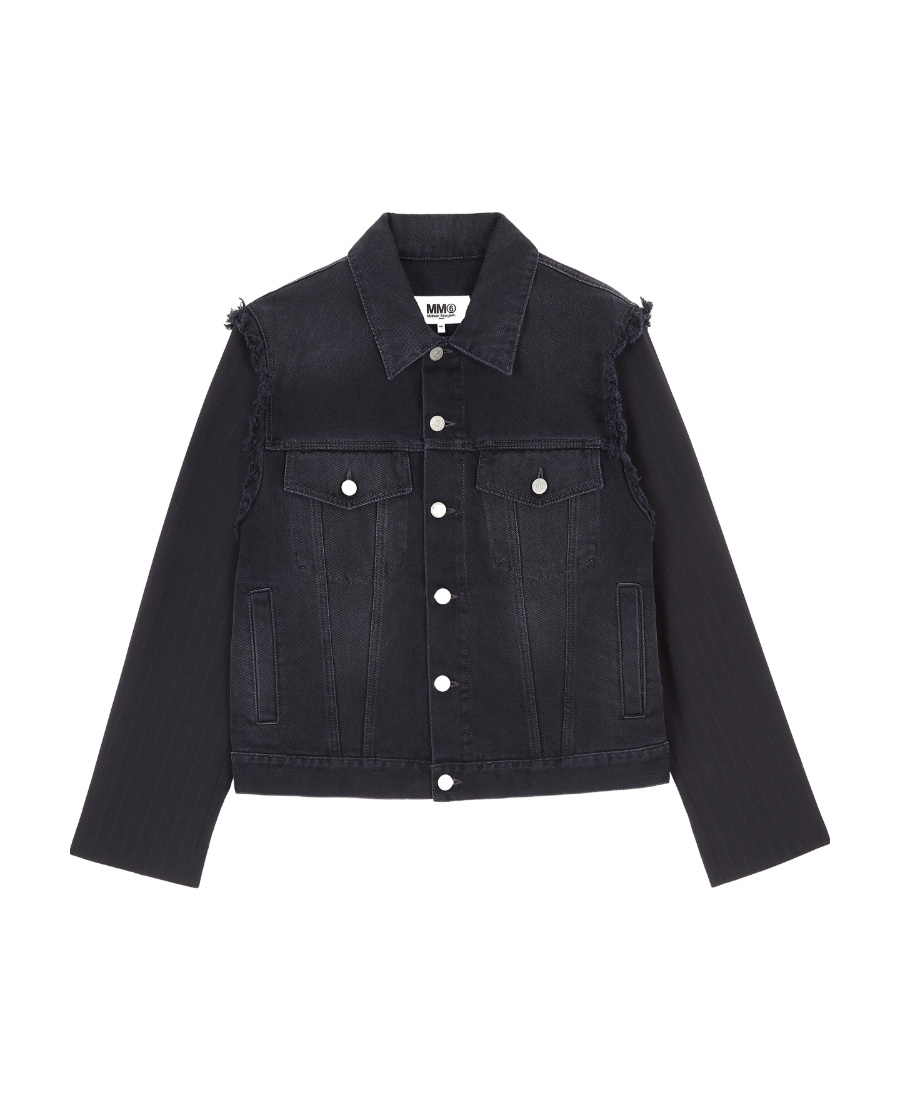 Shop Mm6 Maison Margiela Denim Jacket In Black