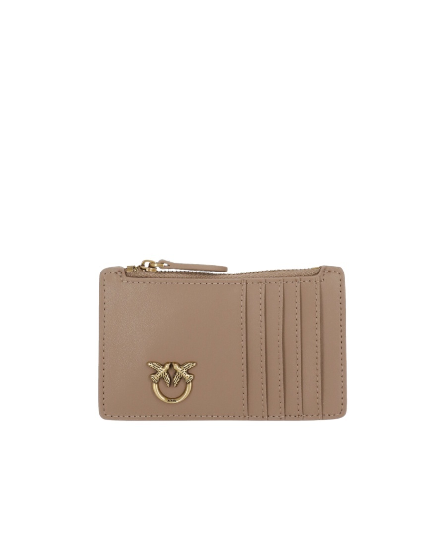 Pinko Logo Plaque Zipped Purse In Brown