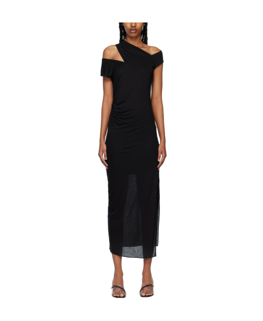 Helmut Lang Navy Scala Midi Dress In Black