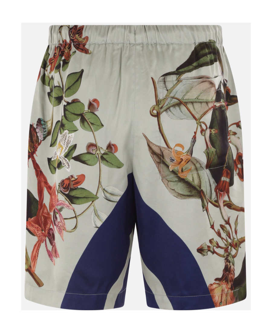 Dries Van Noten Gray Printed Shorts In Black