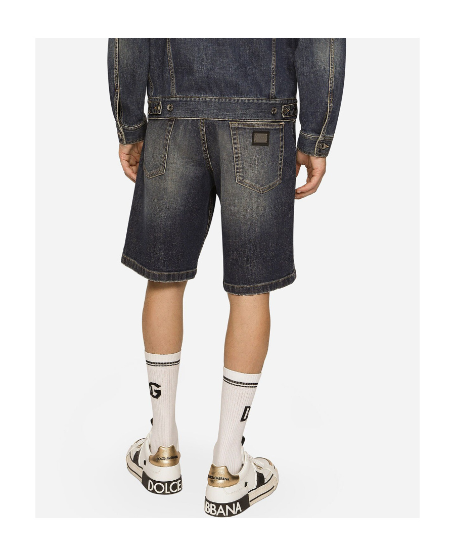 Dolce & Gabbana Faded-effect Denim Shorts In Black