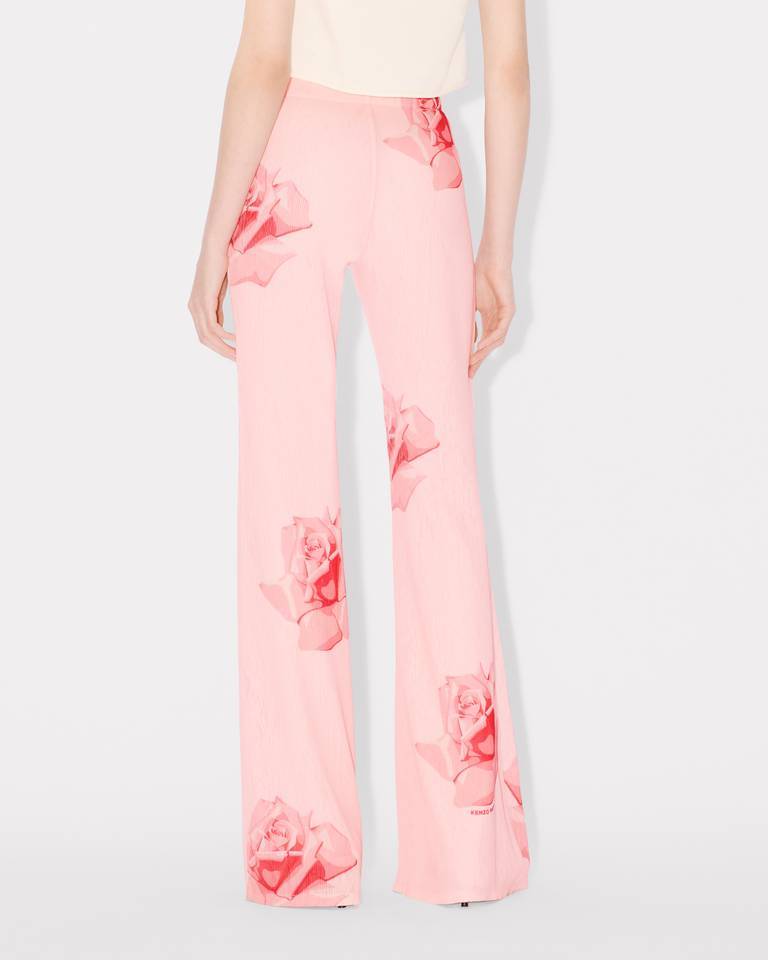 Kenzo Rose Print Flared Pants In Pink