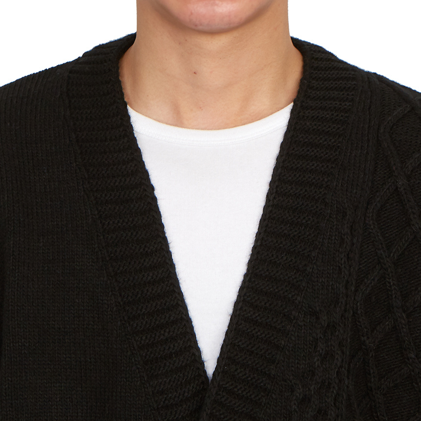 Family First V-neck Long-sleeved Sweater In Black