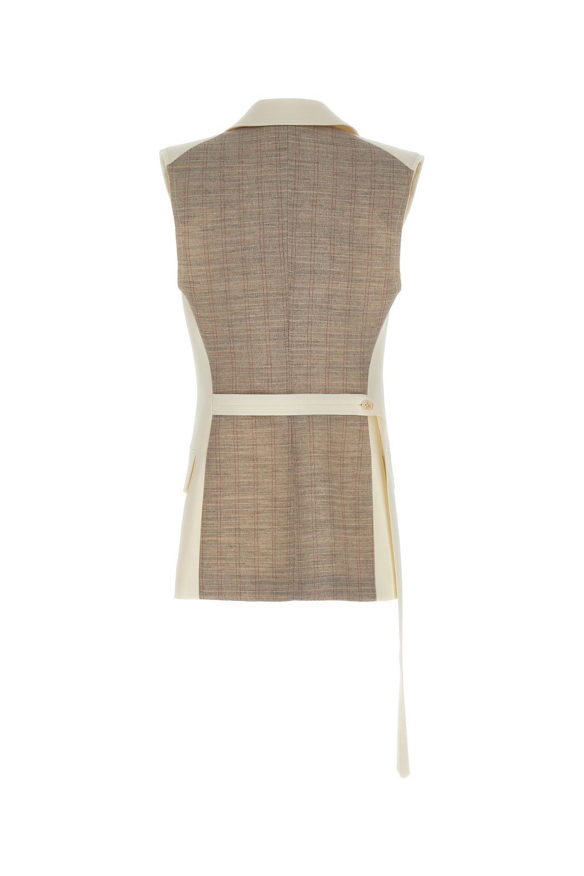 Victoria Beckham Two-toned Sleeveless Belt Vest In Nude