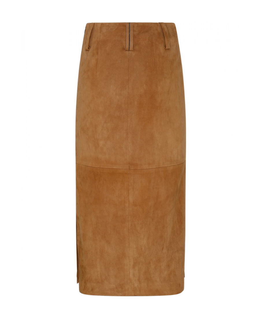 Brunello Cucinelli Leather Skirt In Brown