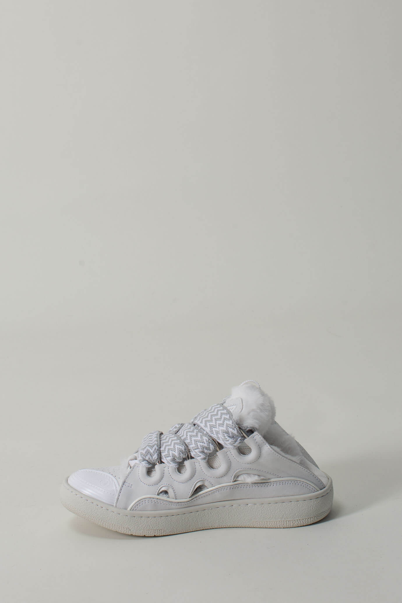 Lanvin Curb Lace-up Sneakers In Gray