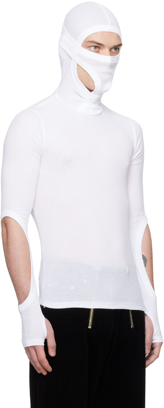 Dion Lee White Interlock Mask Turtleneck In White