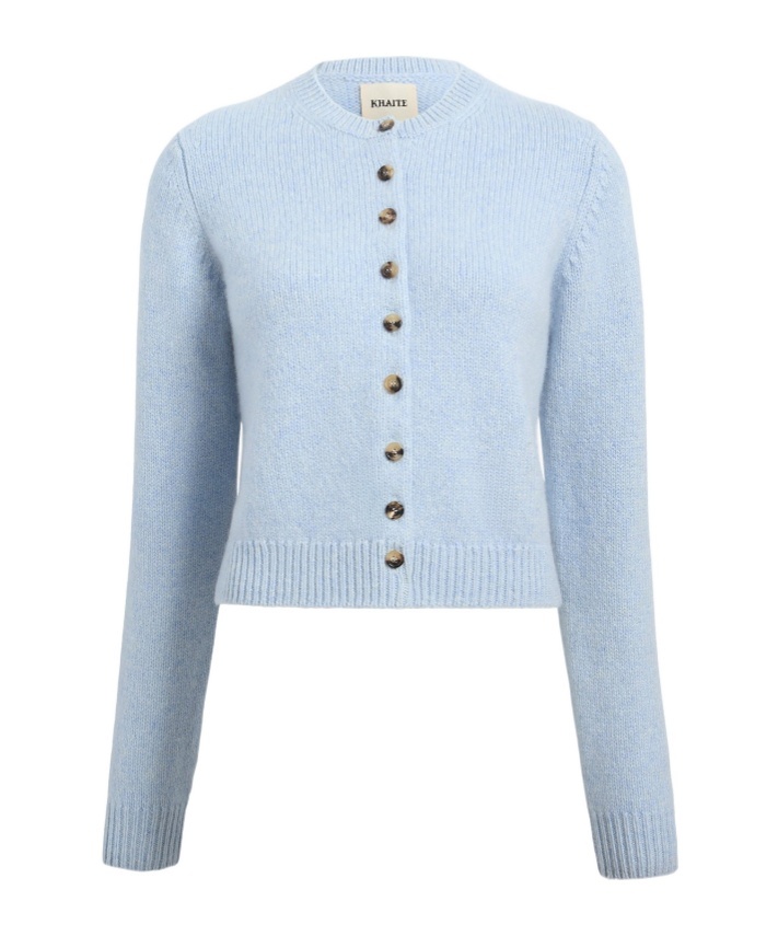 Khaite Everheart Button-front Cashmere Cardigan In Blue