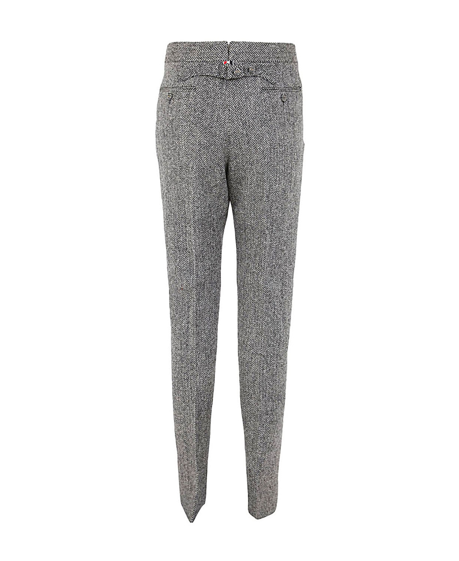 Thom Browne Straight-leg Wool Trousers In Gray