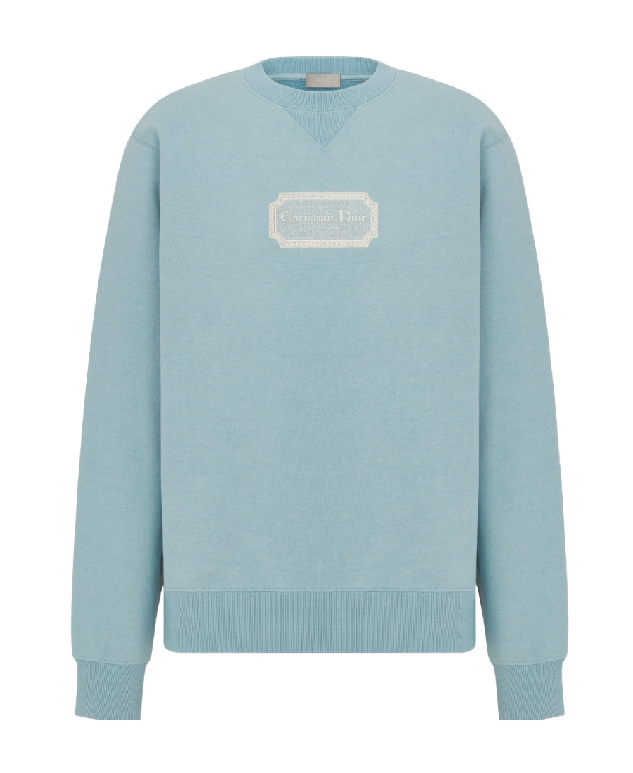 Dior Homme Logo Patch Crewneck Sweatshirt In Blue