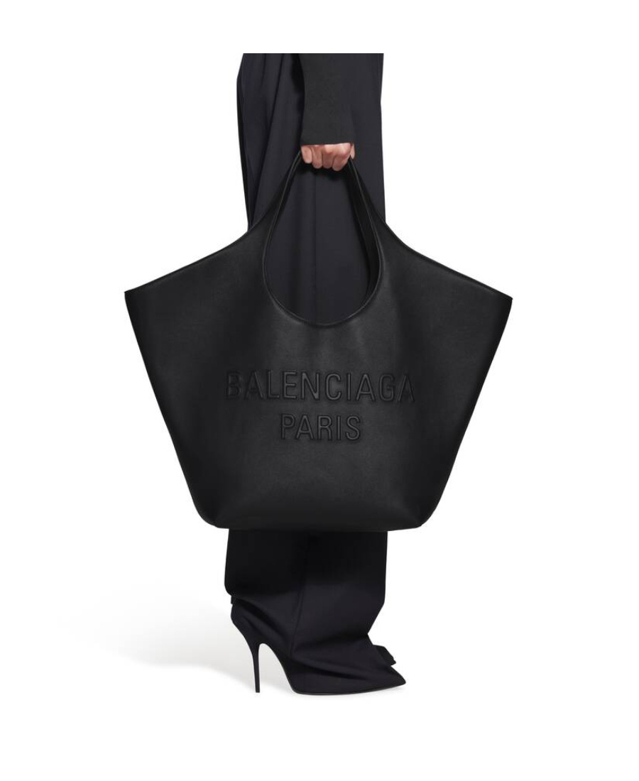 Balenciaga Woman Black Leather Medium Mary-kate Shopping Bag In Black