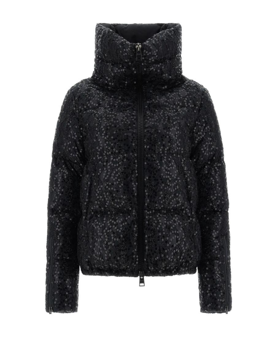 Herno Sequinned Down Puffer Jacket In Black