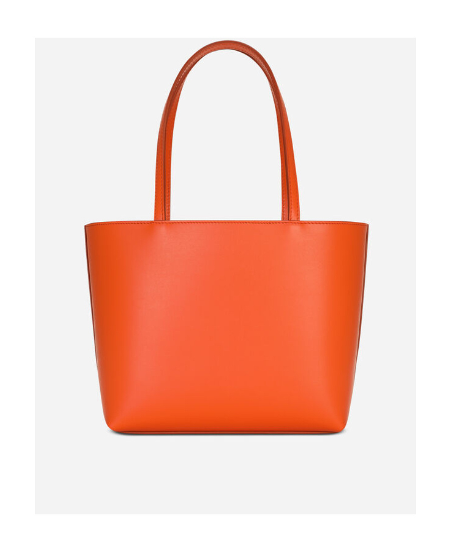 Dolce & Gabbana Dg Logo Leather Tote Bag In Orange