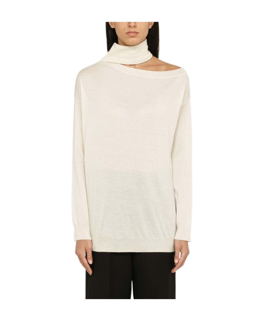 Valentino Asymmetric Turtleneck Sweater In White