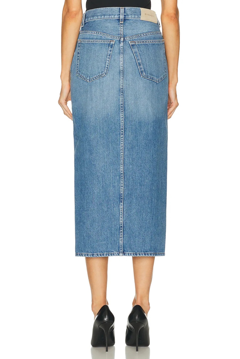 Givenchy Denim High-split Midi Skirt