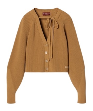 Gucci Thick Rib V-neck Cardigan In Brown