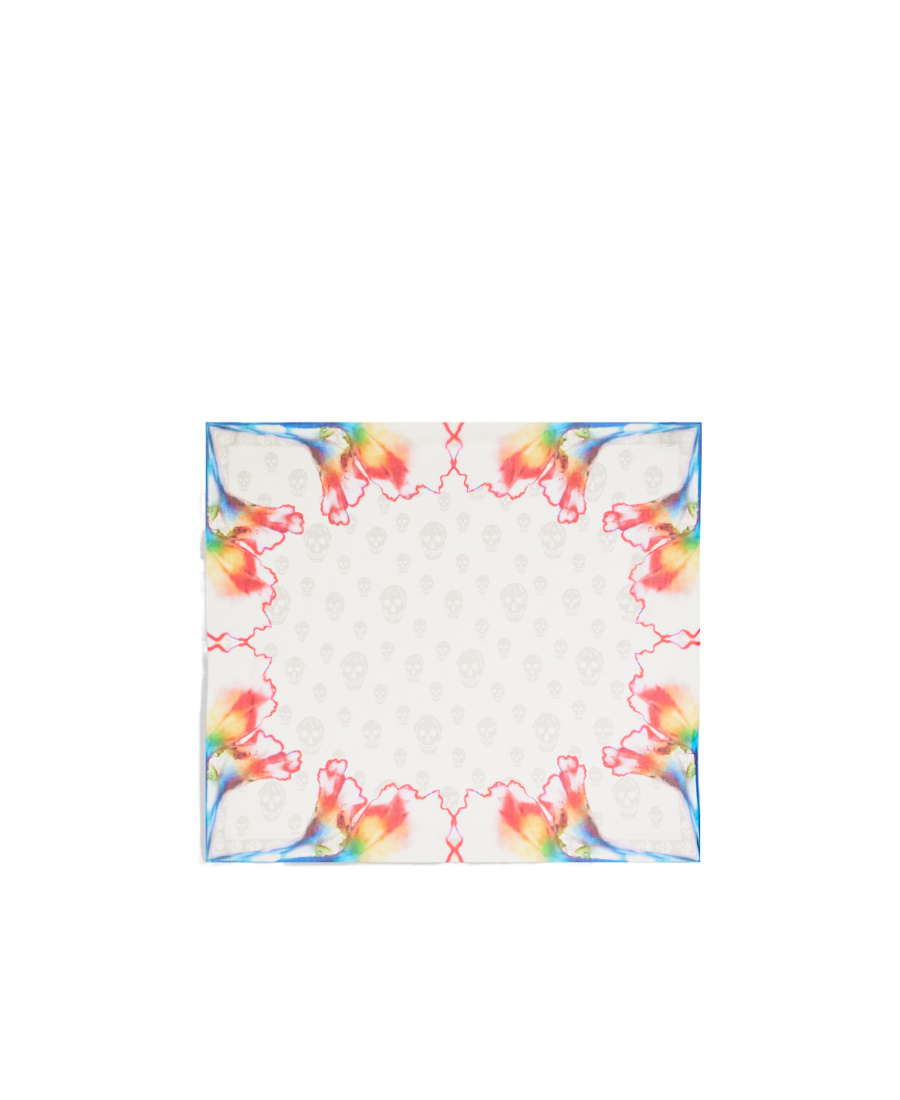 Alexander Mcqueen Solarised Garnet Classic Silk Foulard In White