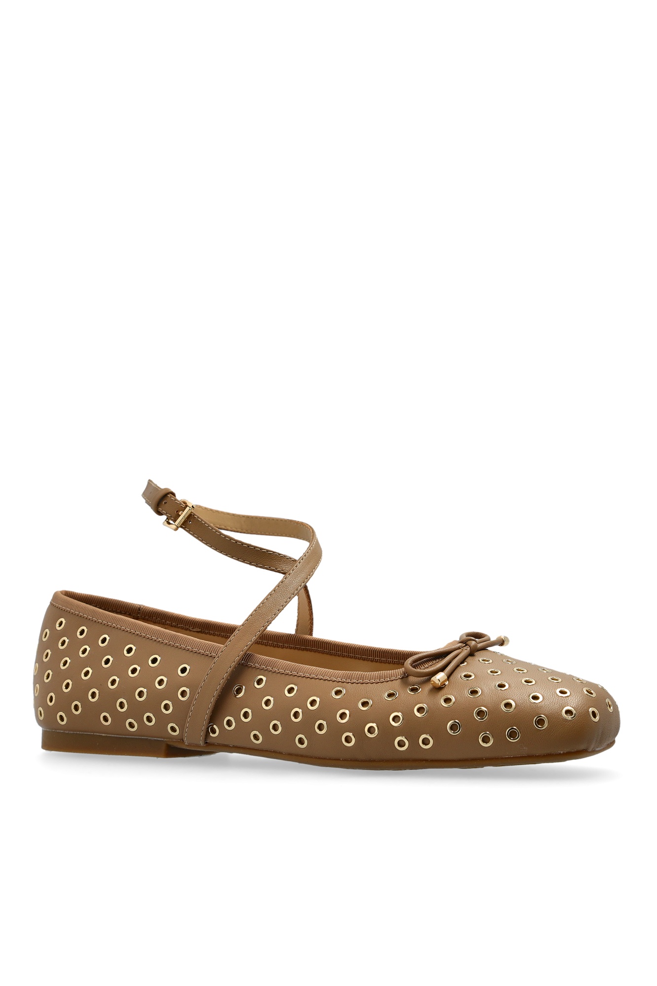 Michael Kors Round Head Ballet Shoes In Brown