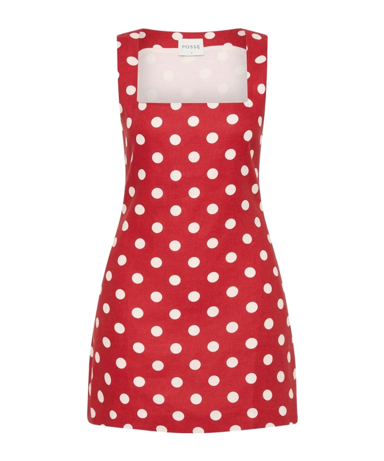 Posse Linen Polka-dot Mini Dress In Red