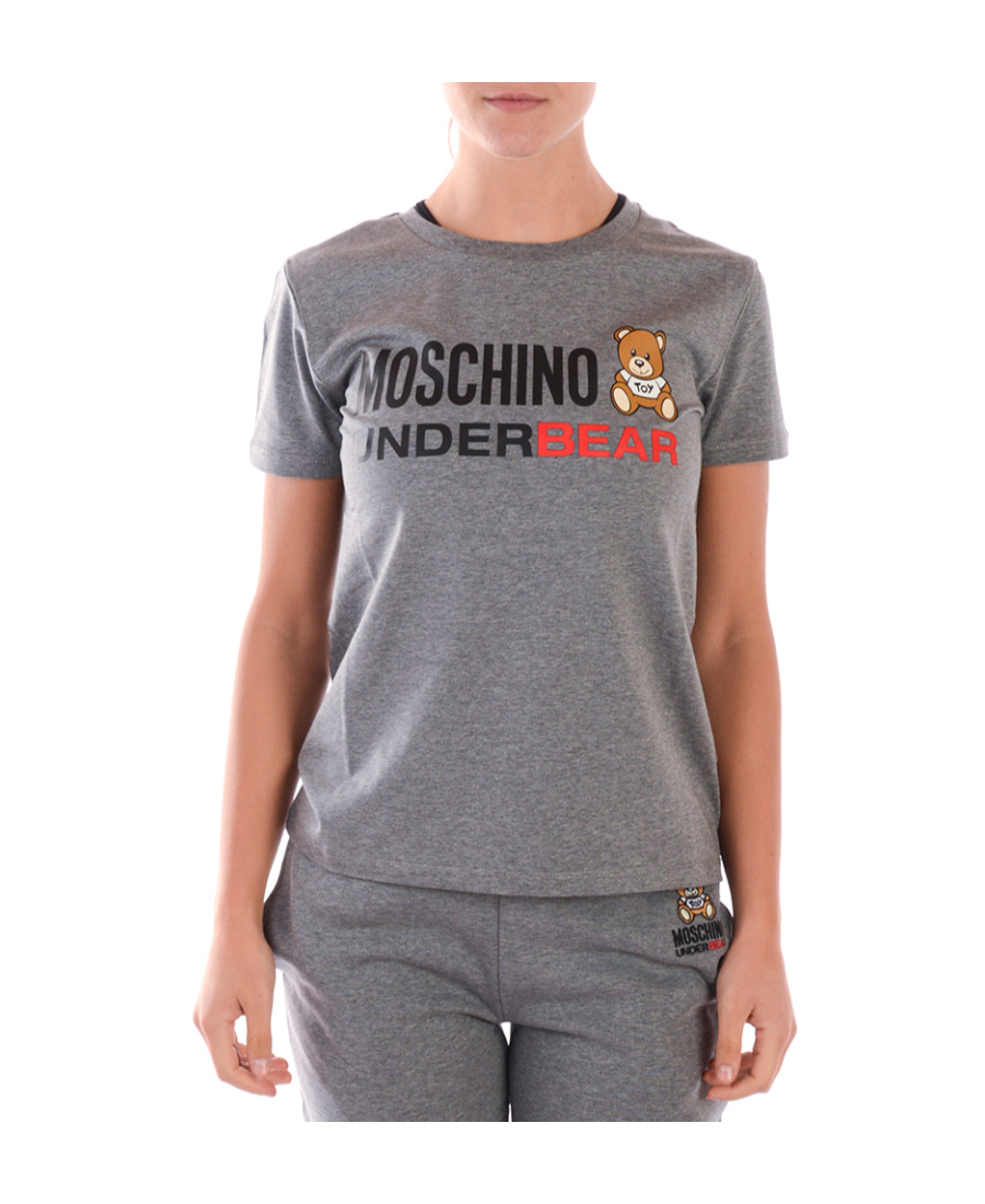 Moschino Logo Printed T-shirt In Gray