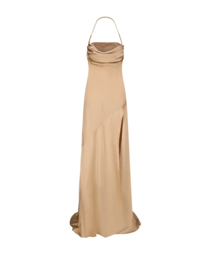 Retroféte Emery Embellished Silk Maxi Dress