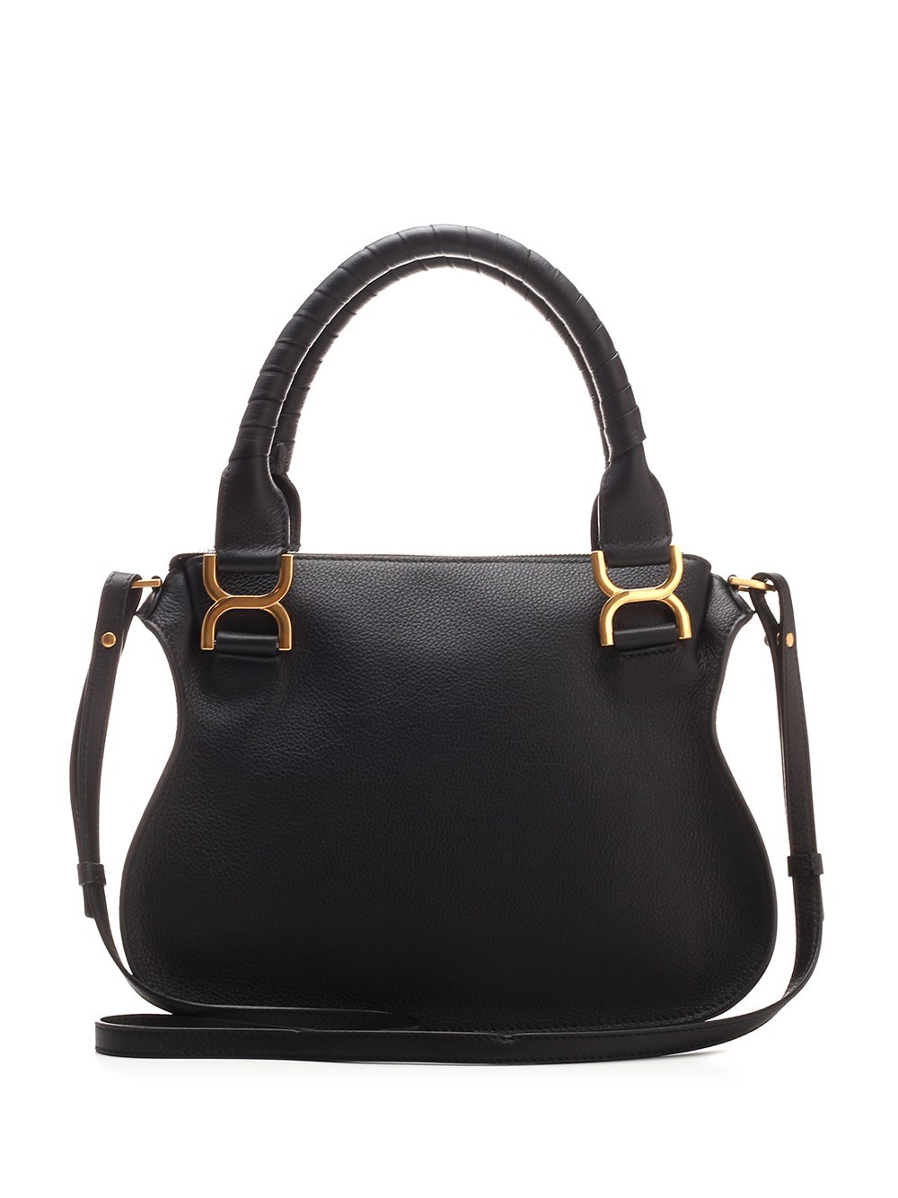 Chloé Marcie Medium Leather Handbag With Removable Shoulder Strap In Black