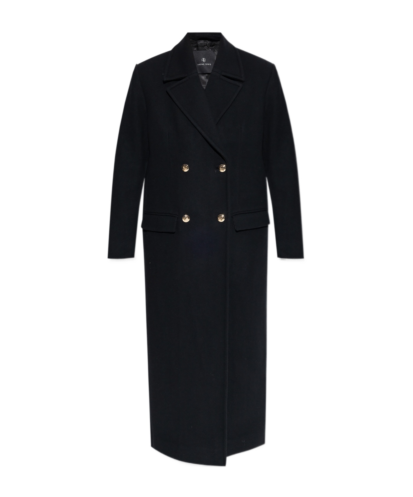 Shop Anine Bing Double-breasted Coat In Black