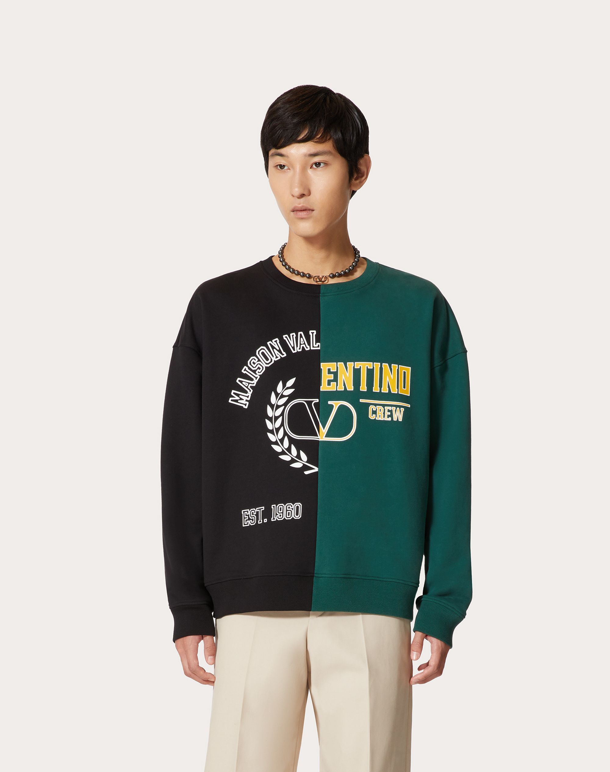 Valentino Colorblock Logo Print Sweatshirt In Black