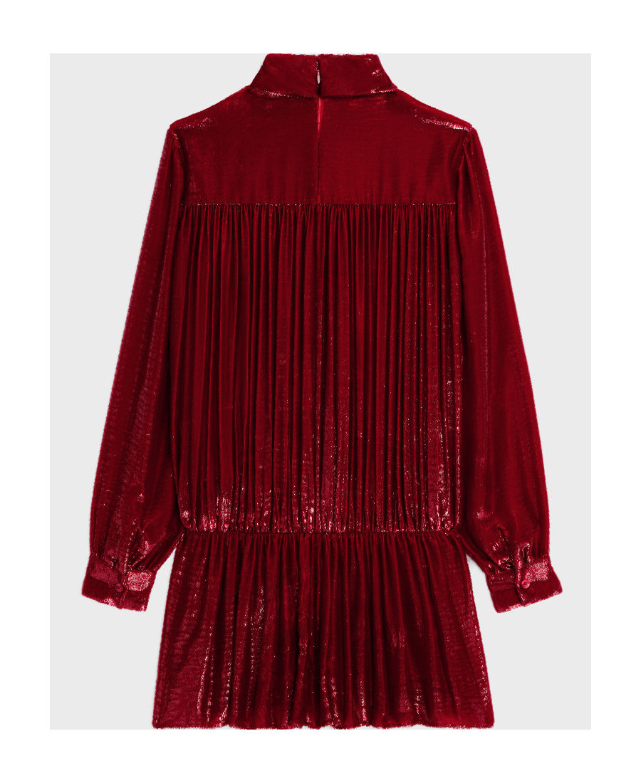 Celine Gathered Mini Dress In Flowing Velvet Lamé
