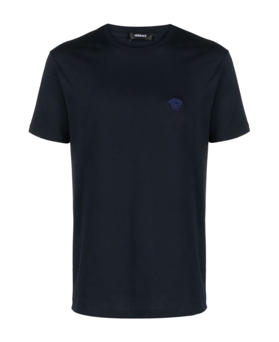 Versace Medusa-embroidered Cotton T-shirt In Black