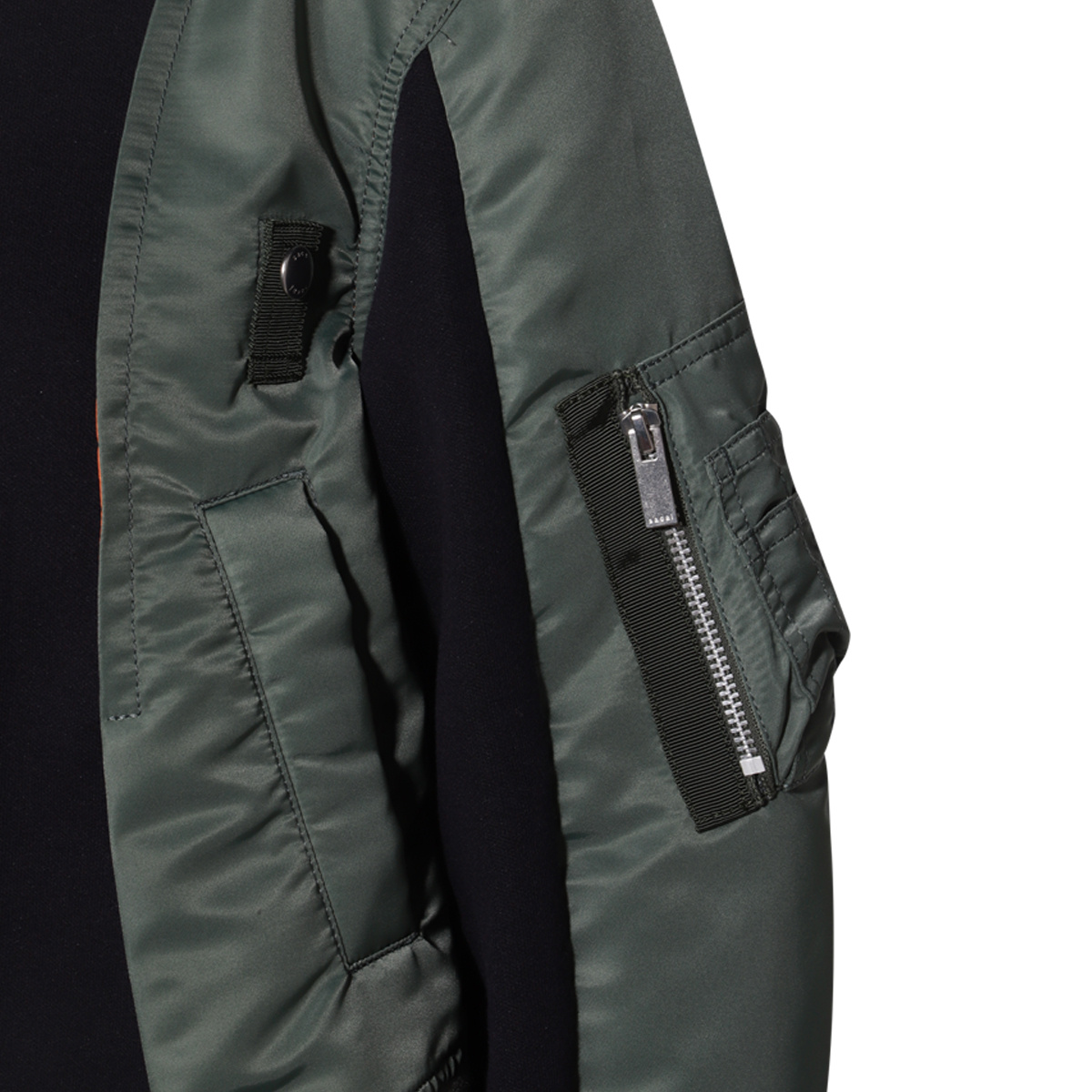 Sacai Navy And Green Cotton Sweatshirt In Black